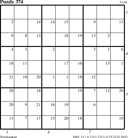 Step-by-Step Instructions for Puzzle 374 with all 21 steps marked