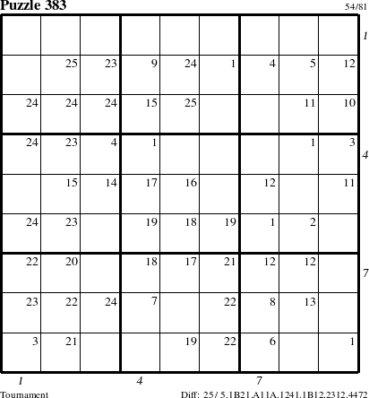 Step-by-Step Instructions for Puzzle 383 with all 25 steps marked