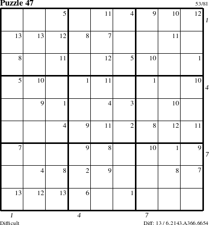 Step-by-Step Instructions for Puzzle 47 with all 13 steps marked