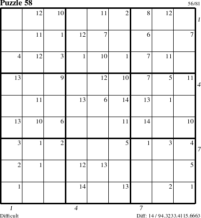 Step-by-Step Instructions for Puzzle 58 with all 14 steps marked