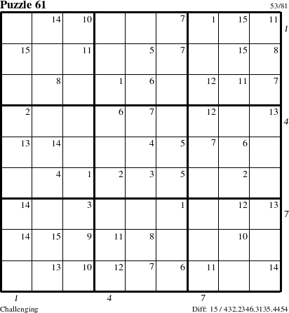 Step-by-Step Instructions for Puzzle 61 with all 15 steps marked