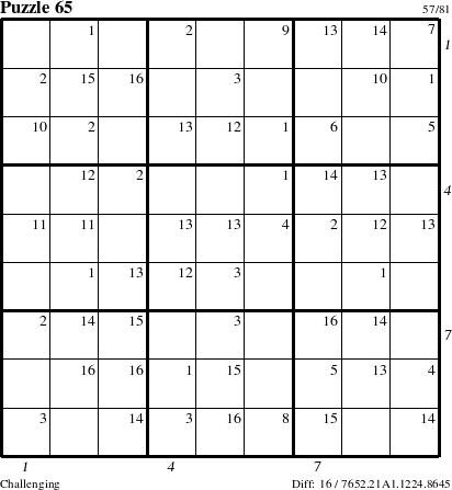 Step-by-Step Instructions for Puzzle 65 with all 16 steps marked