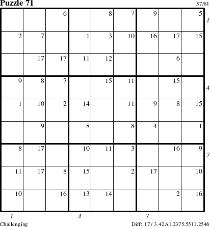 Step-by-Step Instructions for Puzzle 71 with all 17 steps marked