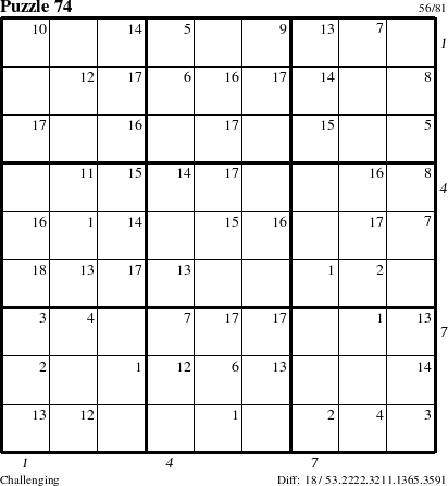 Step-by-Step Instructions for Puzzle 74 with all 18 steps marked