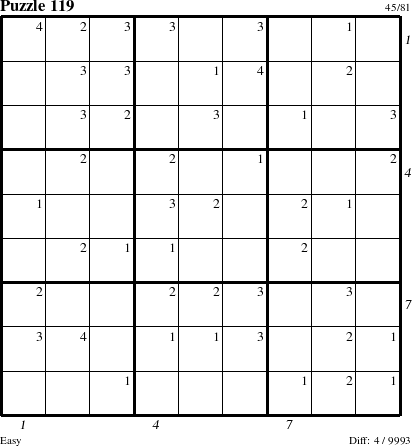 Step-by-Step Instructions for Puzzle 119 with all 4 steps marked