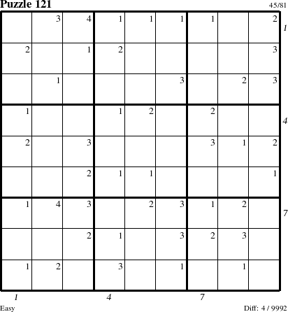 Step-by-Step Instructions for Puzzle 121 with all 4 steps marked