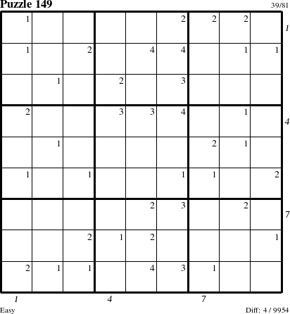 Step-by-Step Instructions for Puzzle 149 with all 4 steps marked