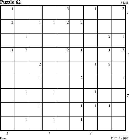 Step-by-Step Instructions for Puzzle 62 with all 3 steps marked