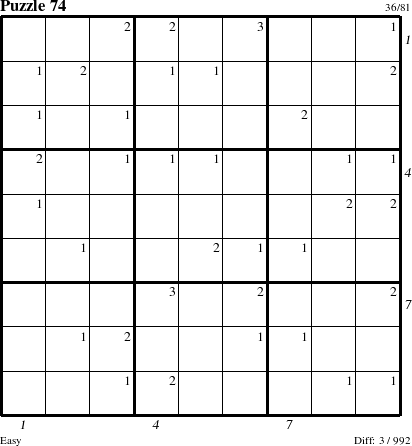 Step-by-Step Instructions for Puzzle 74 with all 3 steps marked