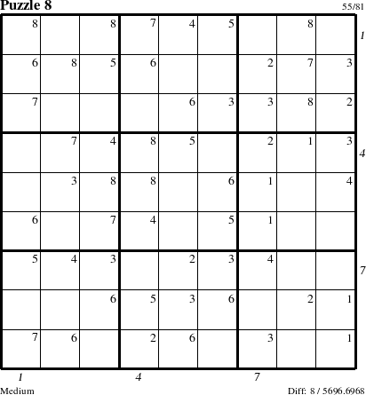 Step-by-Step Instructions for Puzzle 8 with all 8 steps marked