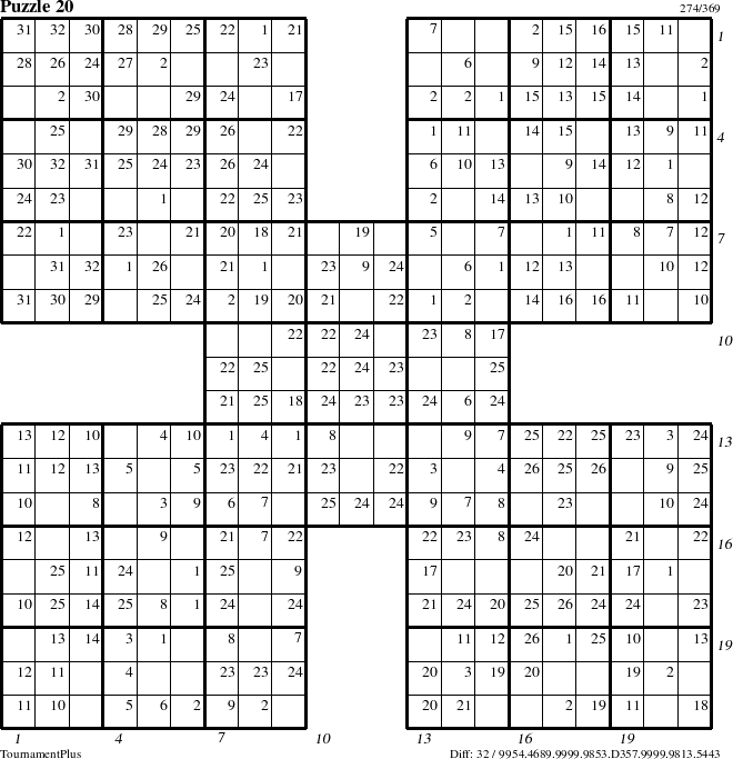 Step-by-Step Instructions for Puzzle 20 with all 32 steps marked