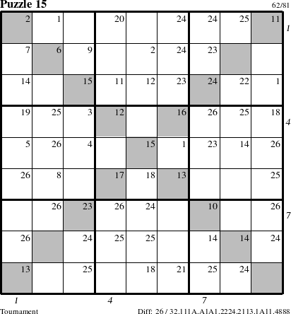 Step-by-Step Instructions for Puzzle 15 with all 26 steps marked