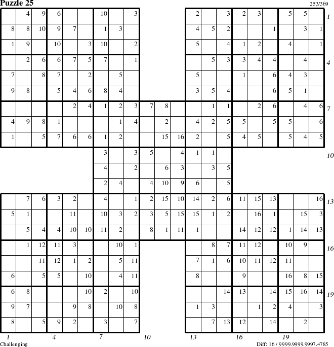 Step-by-Step Instructions for Puzzle 25 with all 16 steps marked