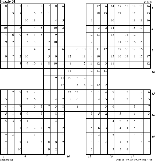 Step-by-Step Instructions for Puzzle 51 with all 18 steps marked