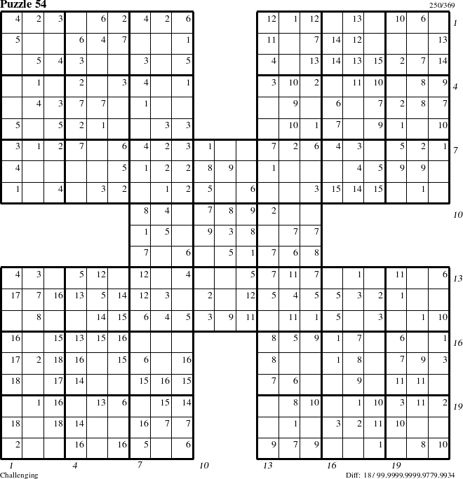 Step-by-Step Instructions for Puzzle 54 with all 18 steps marked