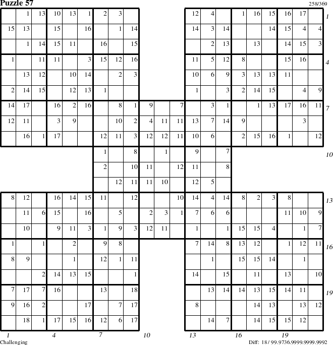 Step-by-Step Instructions for Puzzle 57 with all 18 steps marked