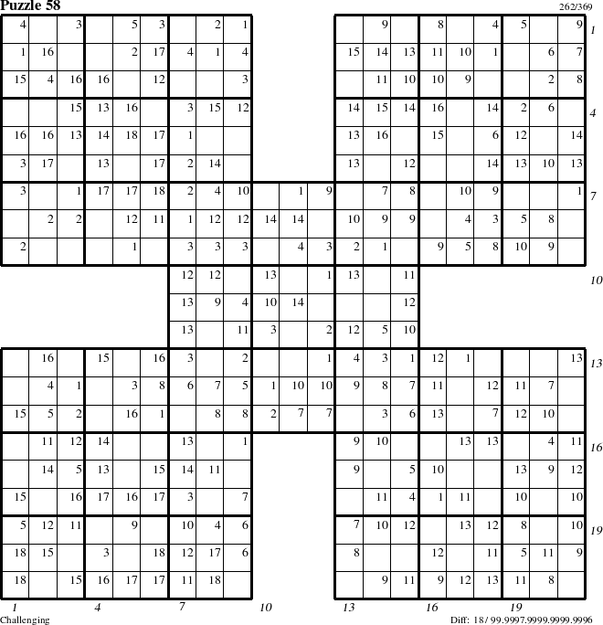 Step-by-Step Instructions for Puzzle 58 with all 18 steps marked