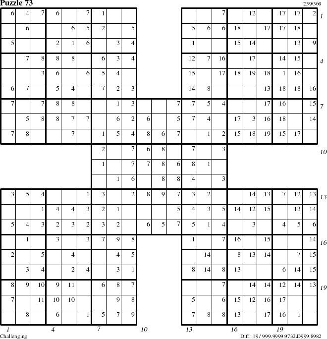 Step-by-Step Instructions for Puzzle 73 with all 19 steps marked