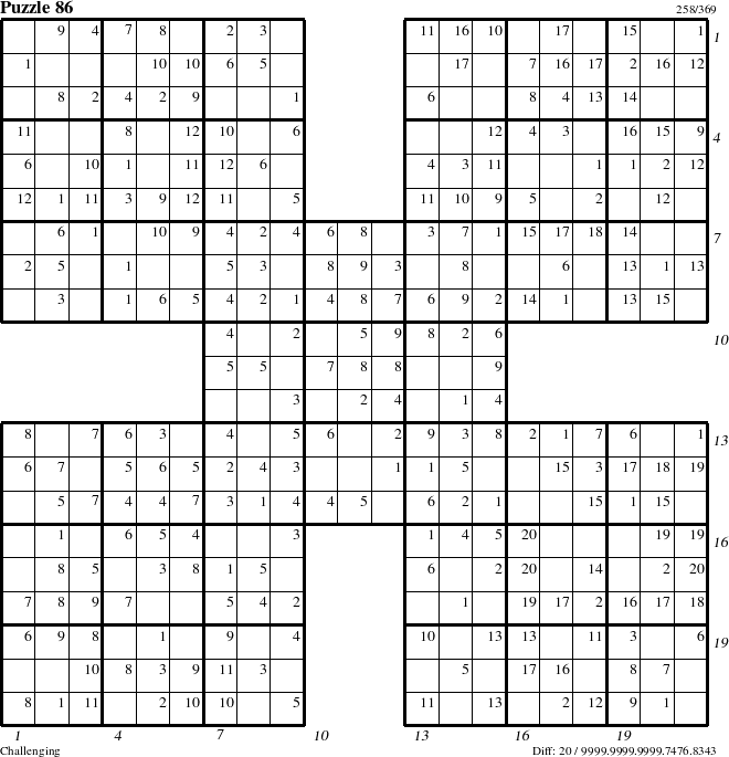 Step-by-Step Instructions for Puzzle 86 with all 20 steps marked