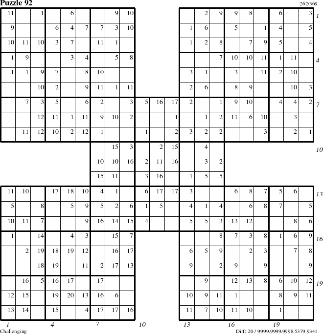 Step-by-Step Instructions for Puzzle 92 with all 20 steps marked