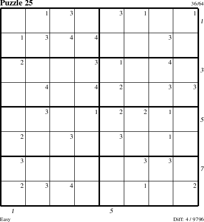 Step-by-Step Instructions for Puzzle 25 with all 4 steps marked