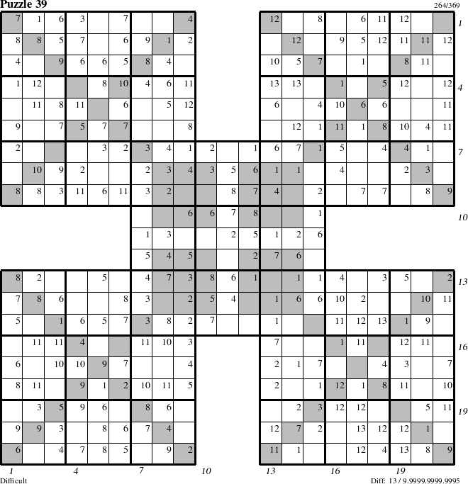 Step-by-Step Instructions for Puzzle 39 with all 13 steps marked