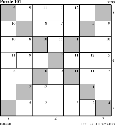 Step-by-Step Instructions for Puzzle 101 with all 12 steps marked