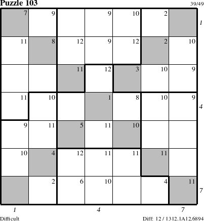 Step-by-Step Instructions for Puzzle 103 with all 12 steps marked