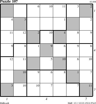 Step-by-Step Instructions for Puzzle 107 with all 12 steps marked