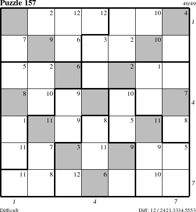 Step-by-Step Instructions for Puzzle 157 with all 12 steps marked