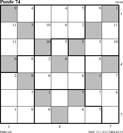 Step-by-Step Instructions for Puzzle 74 with all 11 steps marked