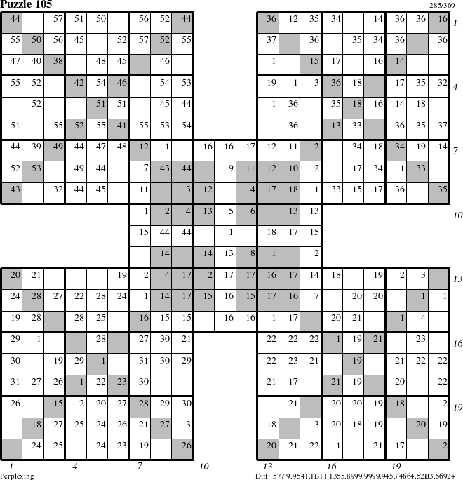 Step-by-Step Instructions for Puzzle 105 with all 57 steps marked