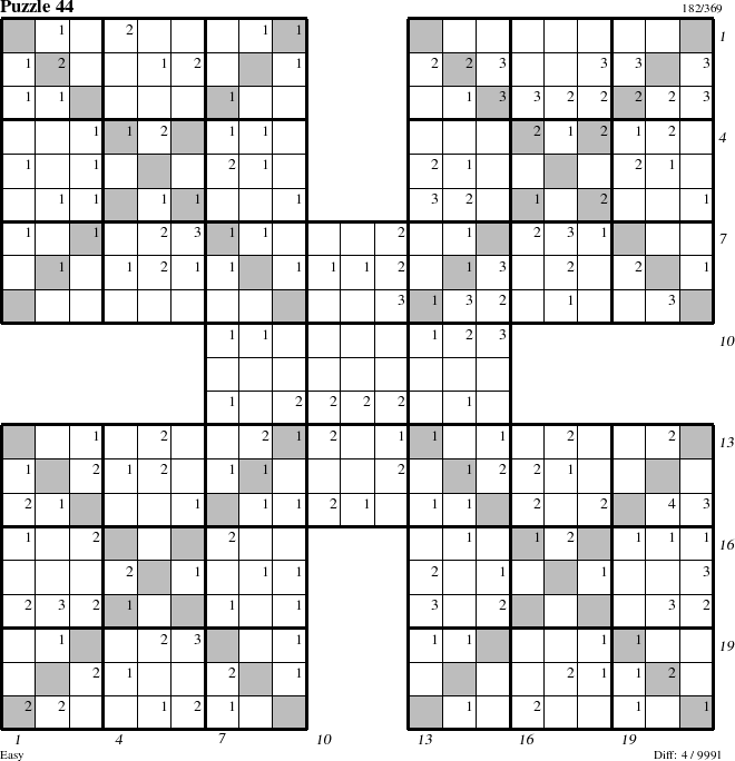 Step-by-Step Instructions for Puzzle 44 with all 4 steps marked