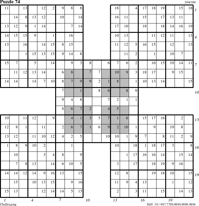 Step-by-Step Instructions for Puzzle 74 with all 19 steps marked