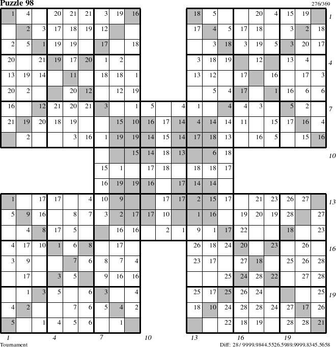 Step-by-Step Instructions for Puzzle 98 with all 28 steps marked