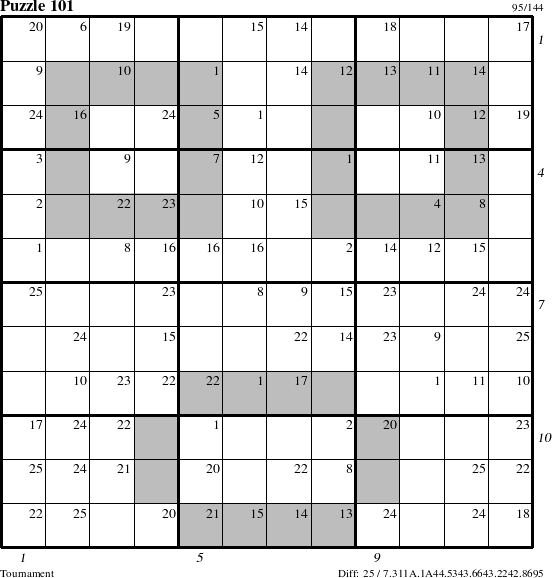 Step-by-Step Instructions for Puzzle 101 with all 25 steps marked