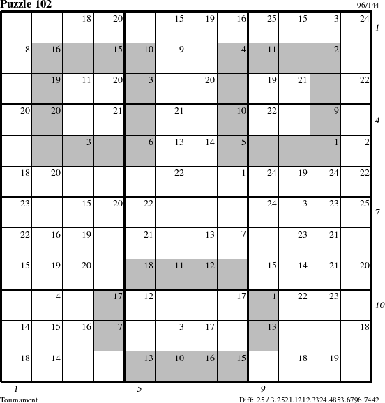 Step-by-Step Instructions for Puzzle 102 with all 25 steps marked