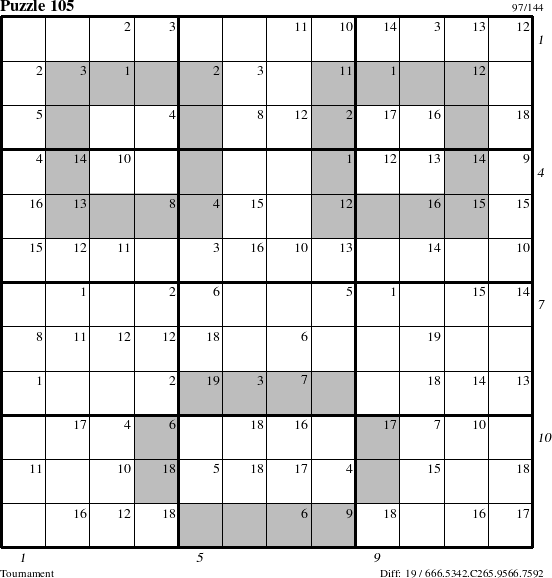 Step-by-Step Instructions for Puzzle 105 with all 19 steps marked