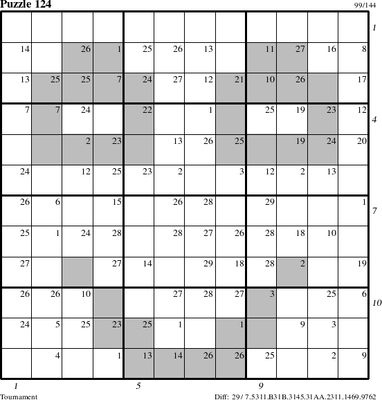 Step-by-Step Instructions for Puzzle 124 with all 29 steps marked