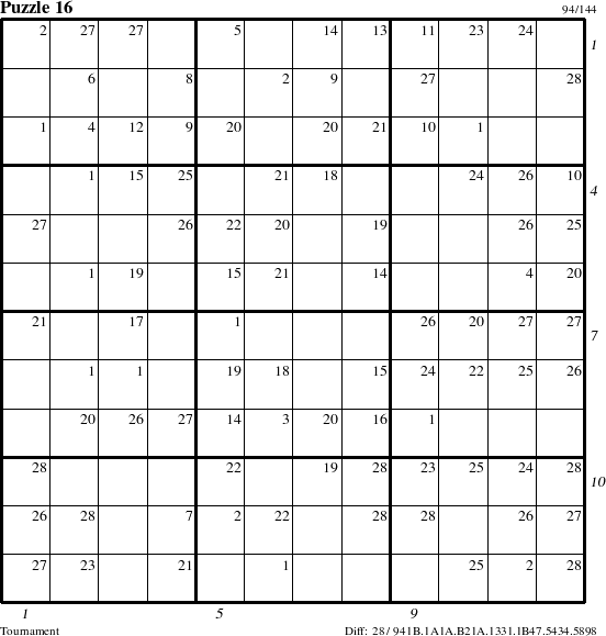 Step-by-Step Instructions for Puzzle 16 with all 28 steps marked