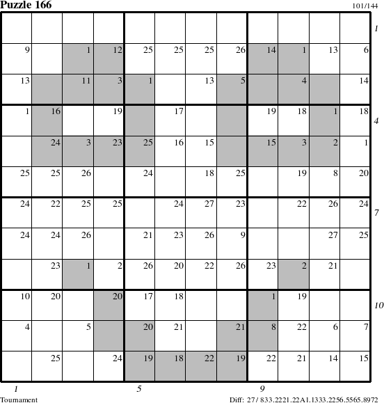 Step-by-Step Instructions for Puzzle 166 with all 27 steps marked