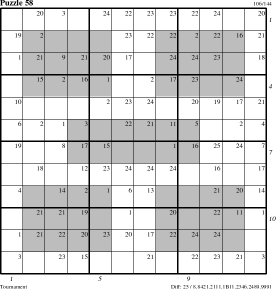 Step-by-Step Instructions for Puzzle 58 with all 25 steps marked