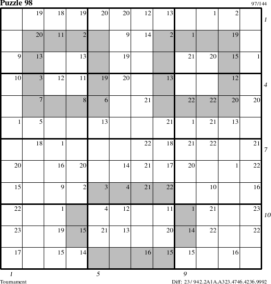 Step-by-Step Instructions for Puzzle 98 with all 23 steps marked