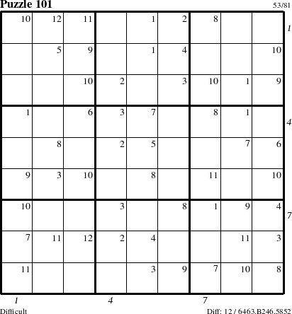 Step-by-Step Instructions for Puzzle 101 with all 12 steps marked