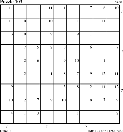 Step-by-Step Instructions for Puzzle 103 with all 12 steps marked