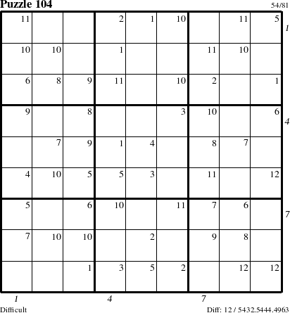 Step-by-Step Instructions for Puzzle 104 with all 12 steps marked