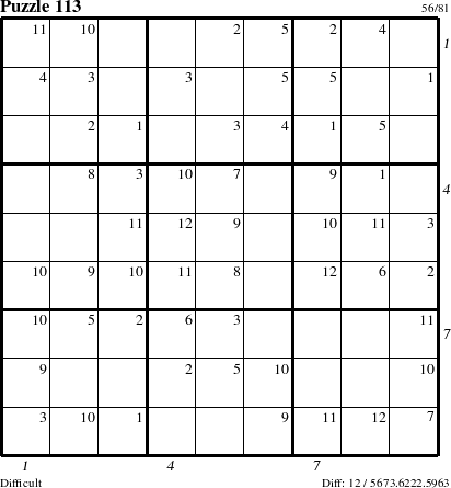 Step-by-Step Instructions for Puzzle 113 with all 12 steps marked