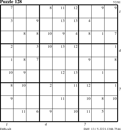 Step-by-Step Instructions for Puzzle 128 with all 13 steps marked