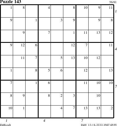 Step-by-Step Instructions for Puzzle 143 with all 13 steps marked