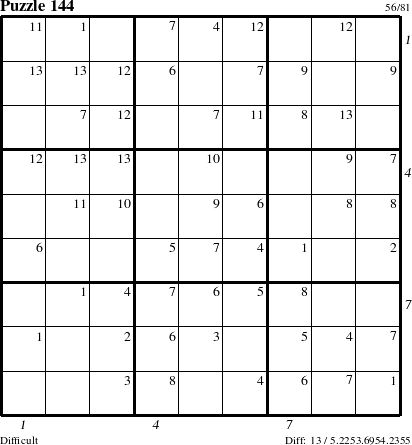 Step-by-Step Instructions for Puzzle 144 with all 13 steps marked